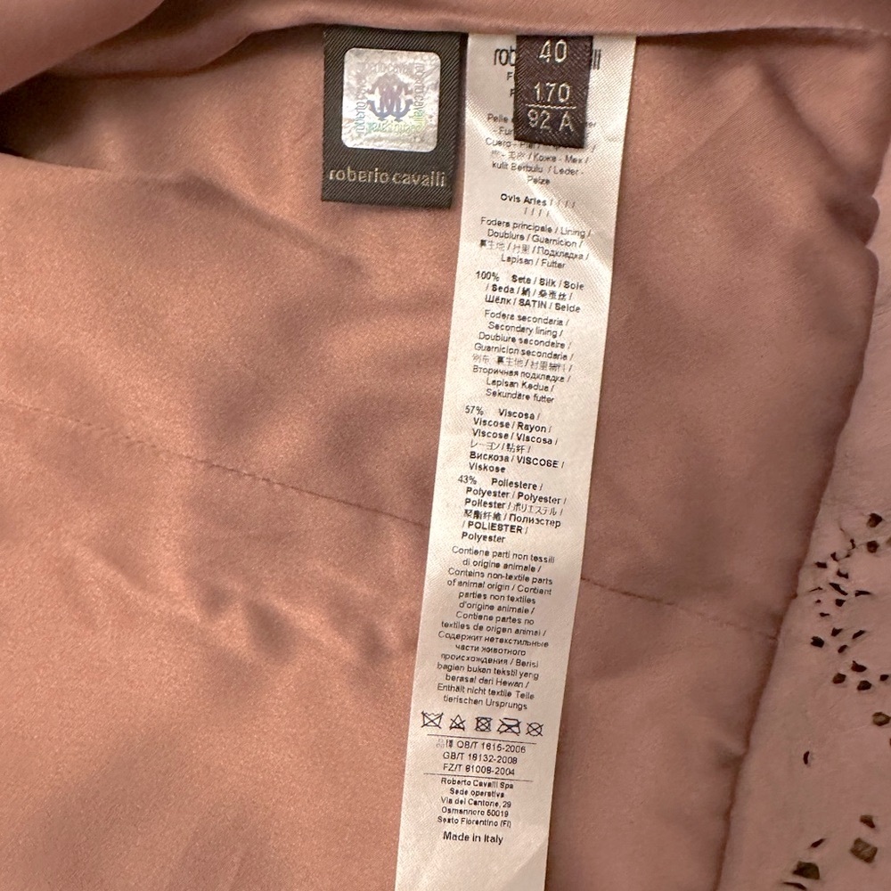 Roberto Cavalli Pink Laser Cut Pink Leather Jacket - Picture 7 of 8